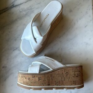 Salvatore Ferragamo White Platform Sandals